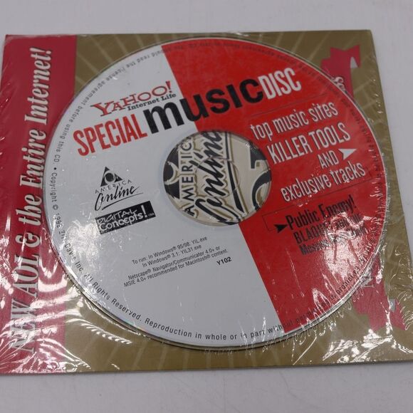 Yahoo internet Lite Special Music Vintage PC CD AOL 90s Sealed - Picture 1 of 2